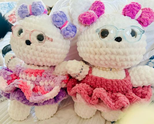 Handmade Custom Crochet Cat Bear Plushies (16 x 7in)